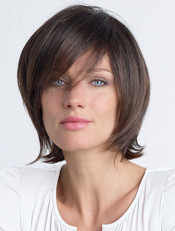 Brown Straight 10" With Bangs Lace Front Wigs
